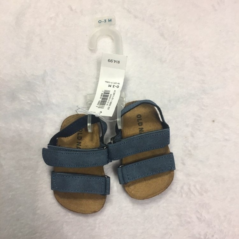 Old Navy Sandals Infant 0-3M Blue New Hook and Loop Double Strap‎ Baby Shoes